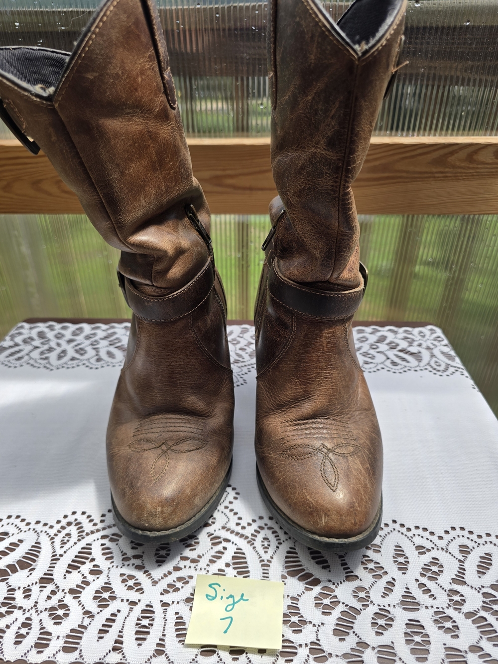 Dingo Women's Brown Leather Western Cowboy Boots Size 7 M